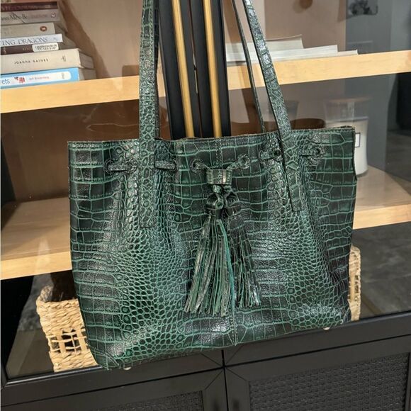 Patricia Nash 10th Anniversary Limited Edition Vintage Green Croc Leather Bag - Picture 16 of 16